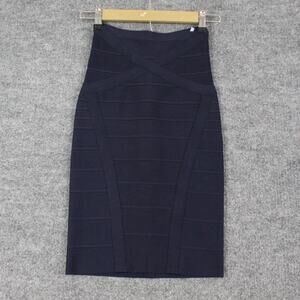 Herve Leger Skirt XS Cora Bandage Bodycon Knee Length Pacific Blue Office Work